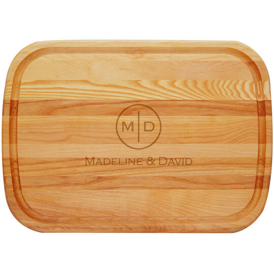 Circle Initials Large 21-inch Wood Cutting Board